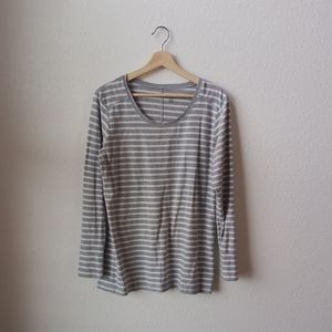 Grey and White Striped Blouse